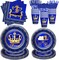 Royal Prince Baby Shower Decorations Party Tableware Boys(Blue, Gold)